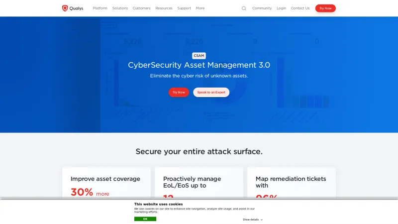 Homepage of Qualys CSAM