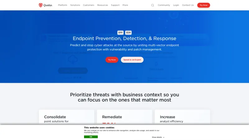 Homepage of Qualys Multi-Vector EDR