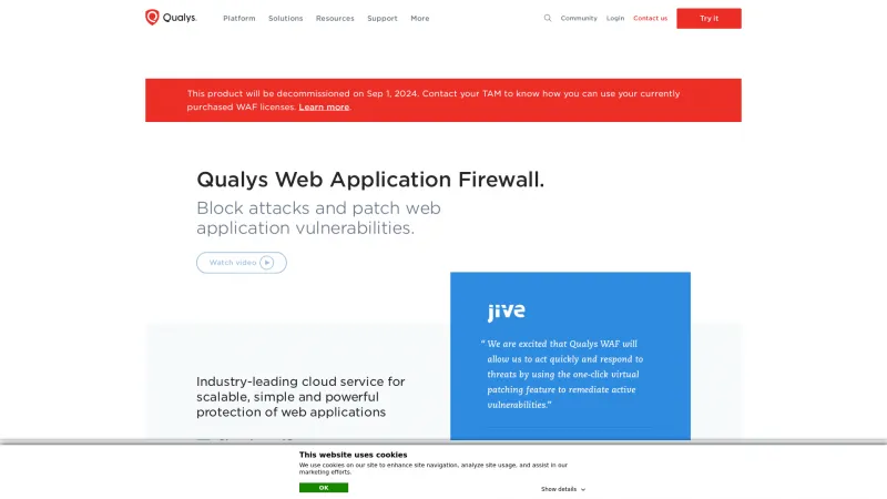 Homepage of Qualys WAF