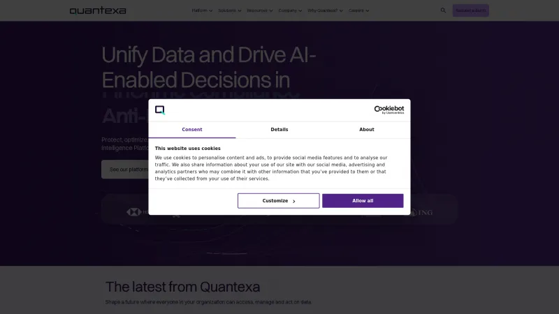 Homepage of Quantexa