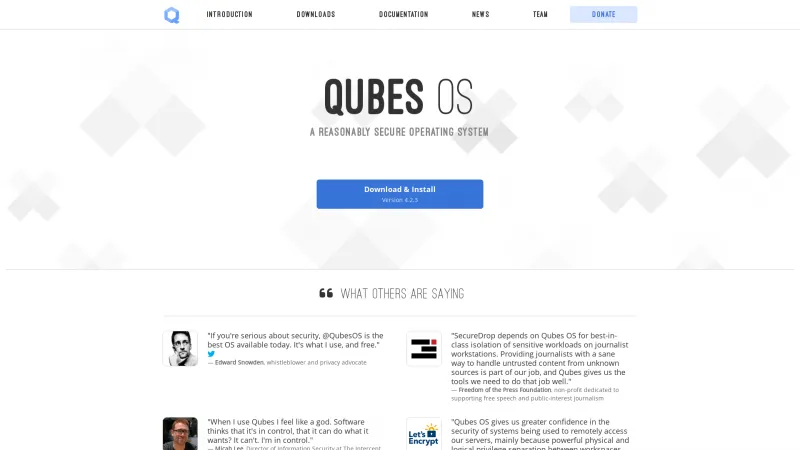 Homepage of Qubes OS