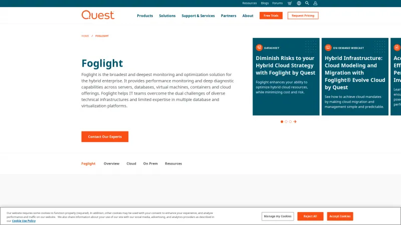 Homepage of Foglight