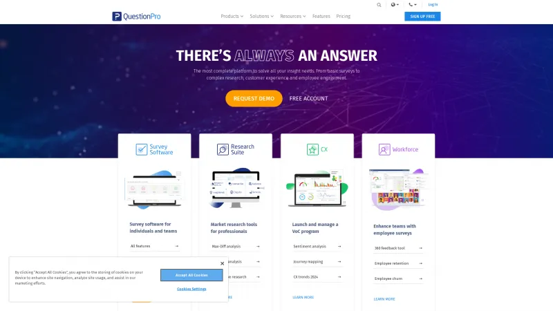 Homepage of QuestionPro