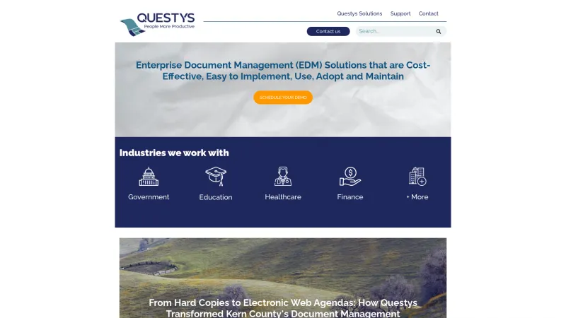 Homepage of Questys Capture