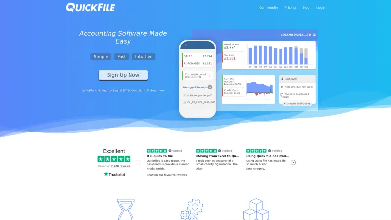 Homepage of QuickFile