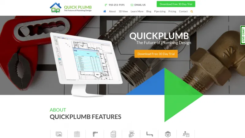 Homepage of QuickPlumb