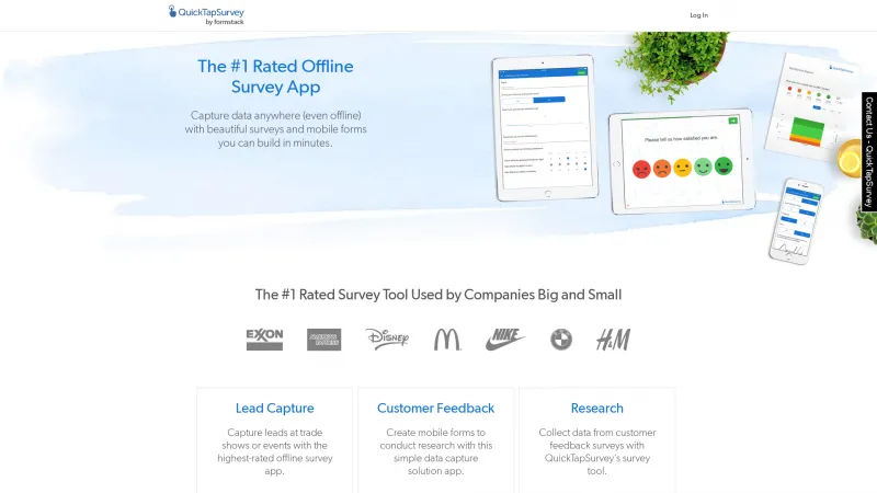 Homepage of QuickTapSurvey