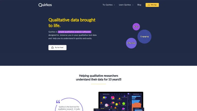 Homepage of Quirkos