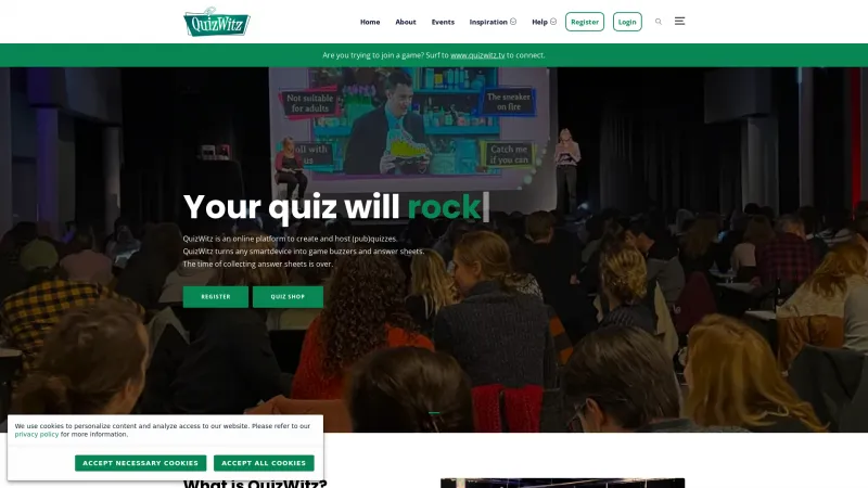 Homepage of QuizWitz