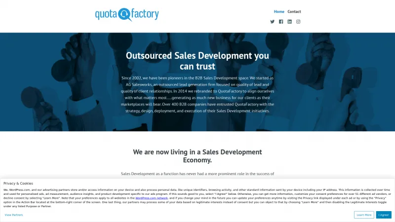 Homepage of QuotaFactory