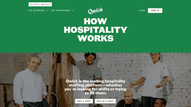 Homepage of Qwick