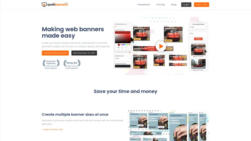 Homepage of QwikBanners