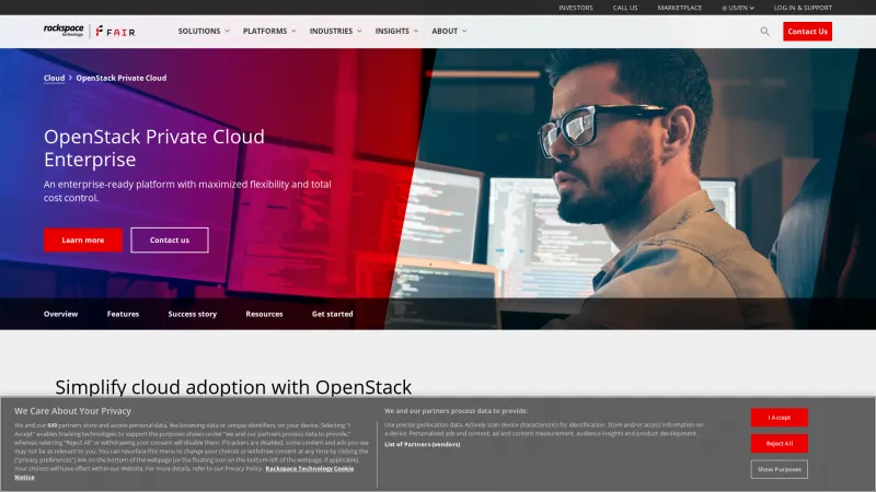 Homepage of Rackspace OpenStack