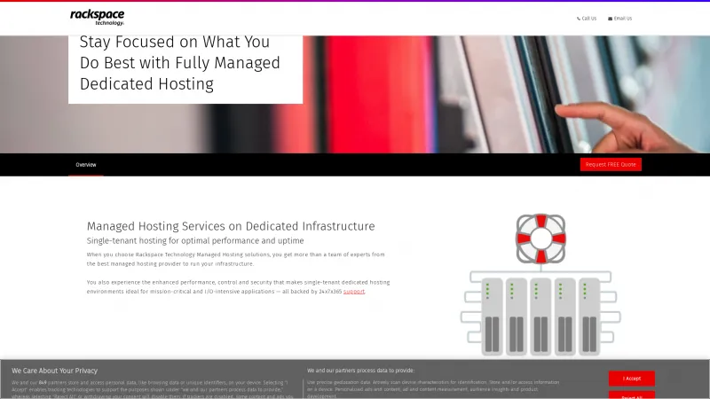 Homepage of Rackspace Managed Hosting