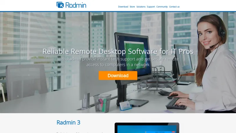 Homepage of Radmin