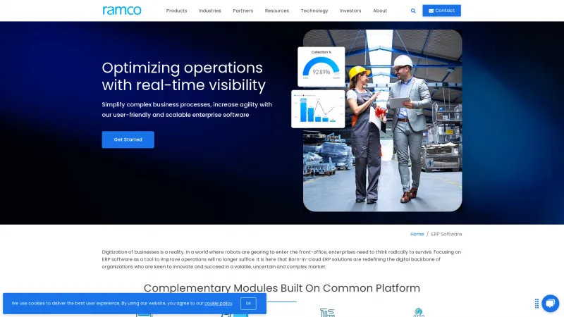 Homepage of Ramco ERP