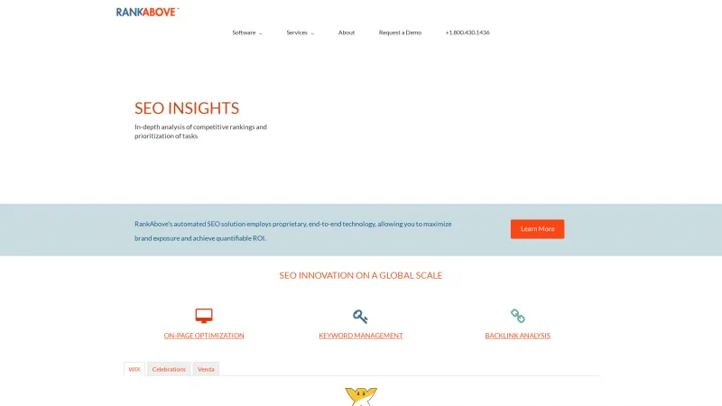 Homepage of RankAbove