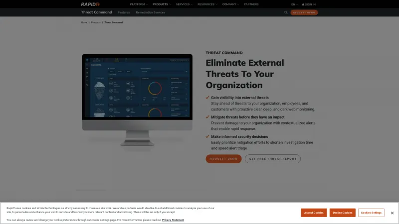 Homepage of Rapid7 Threat Command