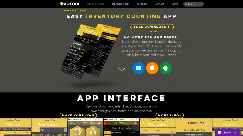 Homepage of Inventory Management App