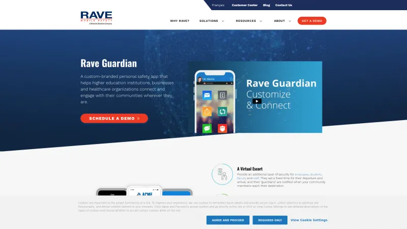 Homepage of Rave Guardian