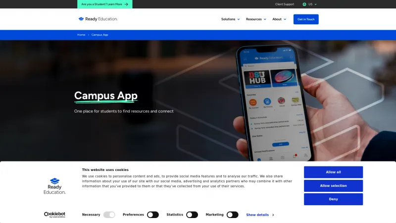 Homepage of Ready Campus App