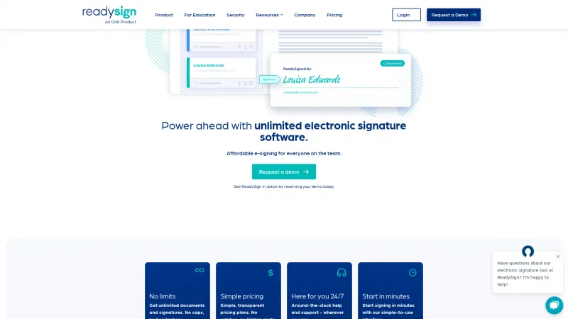 Homepage of ReadySign