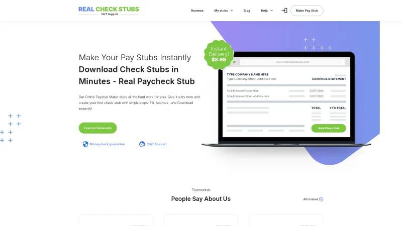 Homepage of Real Check Stubs