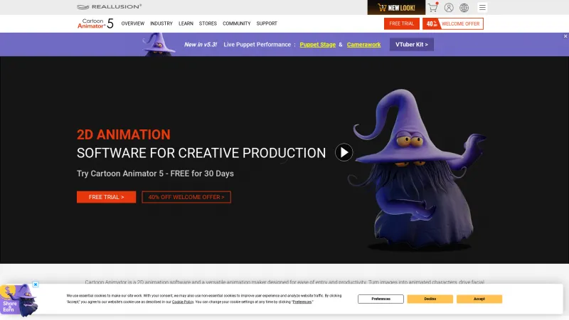 Homepage of Cartoon Animator