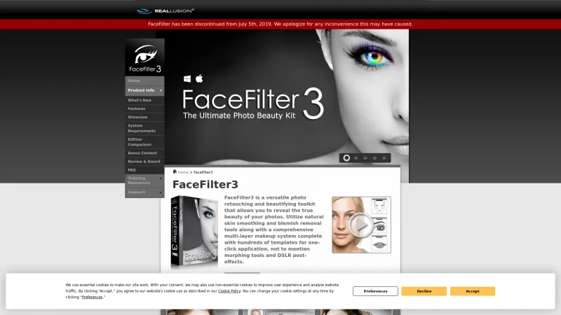 Homepage of FaceFilter3