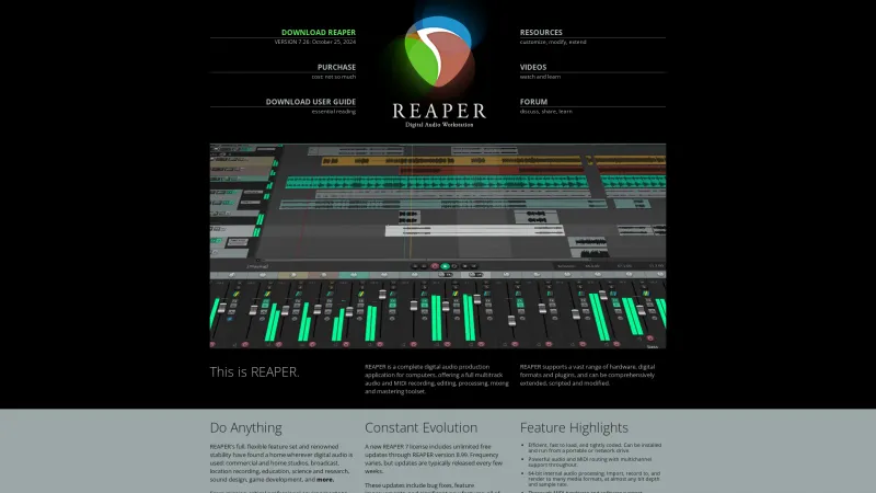 Homepage of Reaper