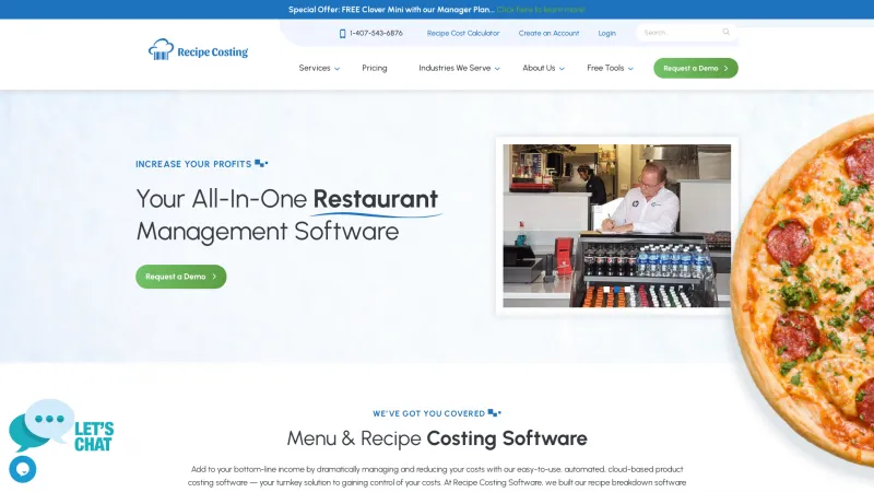 Homepage of Recipe Costing