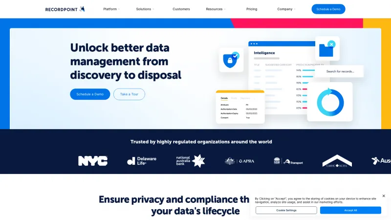 Homepage of RecordPoint