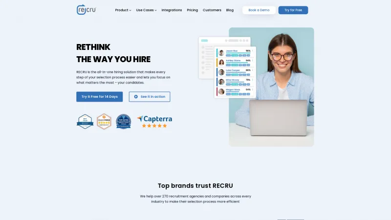 Homepage of RECRU