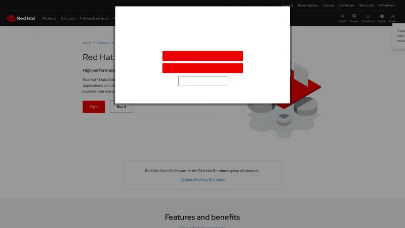 Homepage of Red Hat Data Grid