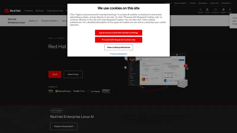 Homepage of Red Hat Enterprise Linux