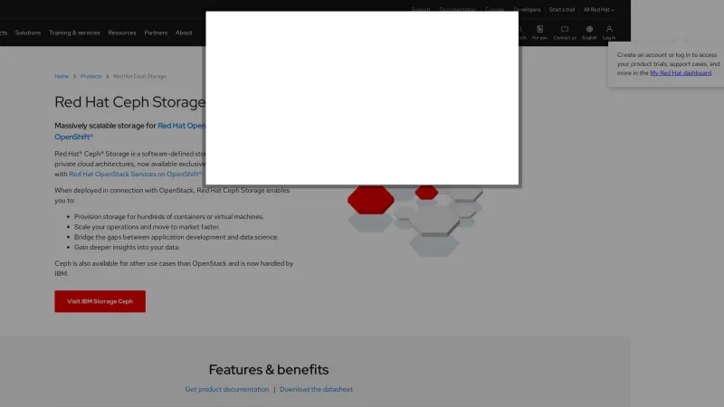 Homepage of Red Hat Ceph Storage