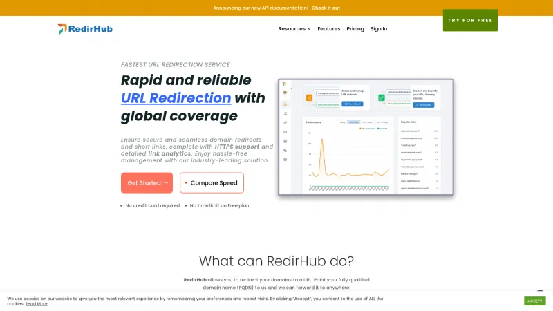 Homepage of RedirHub