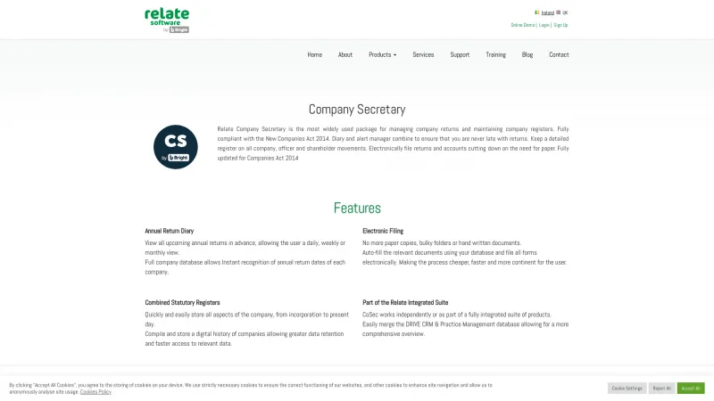 Homepage of Company Secretary