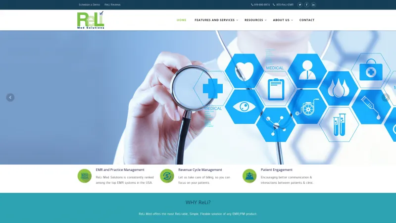 Homepage of ReLi Med EMR