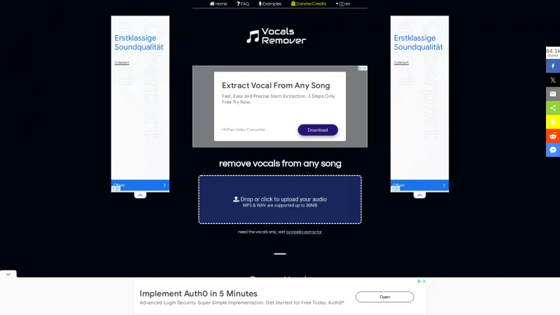 Homepage of Remove Vocals