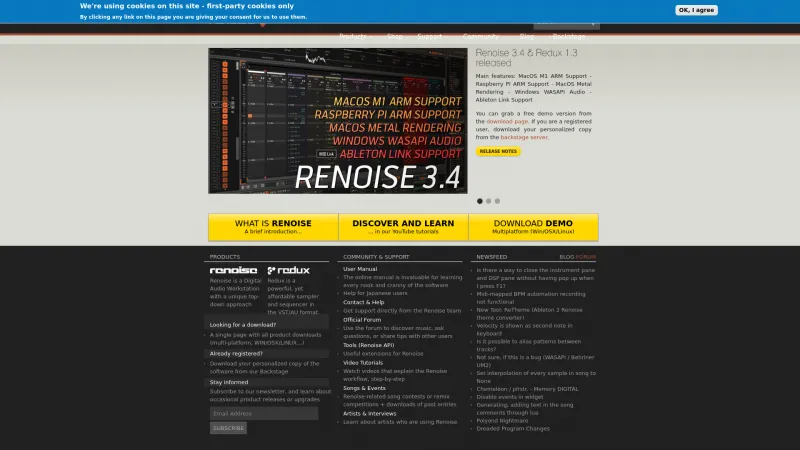 Homepage of Renoise