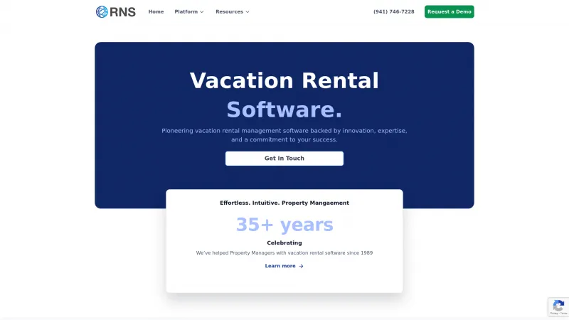 Homepage of RNS Timeshare Software