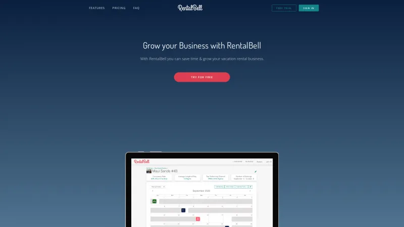 Homepage of RentalBell