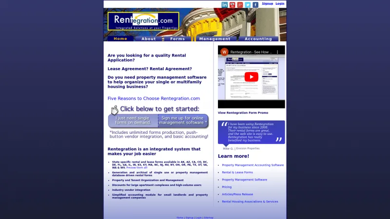 Homepage of Rentegration