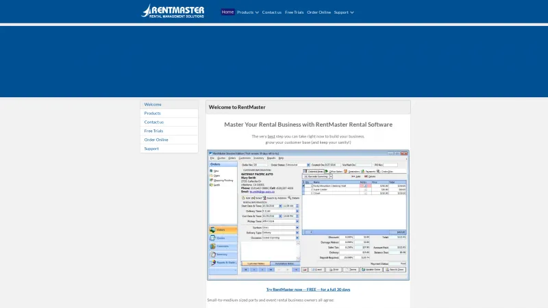 Homepage of RentMaster