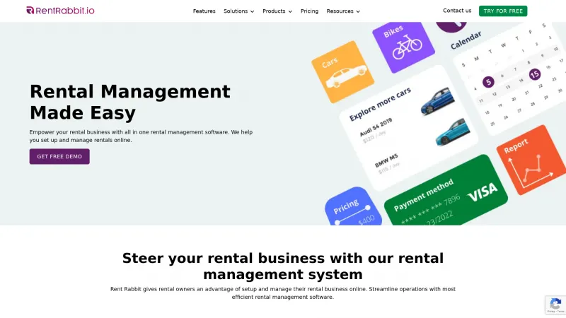 Homepage of Rent Rabbit