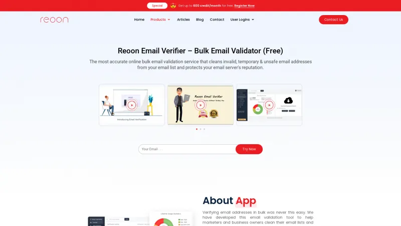 Homepage of Reoon Email Verifier