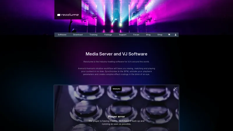 Homepage of Resolume