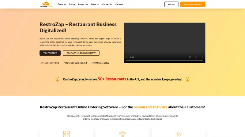 Homepage of RestroZap