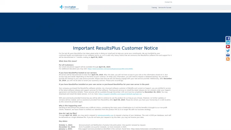 Homepage of ResultsPlus